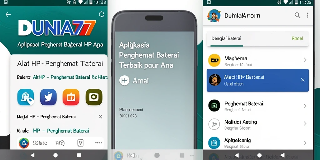 Tampilan antarmuka DUNIA77 yang sederhana dan efektif untuk menghemat baterai.