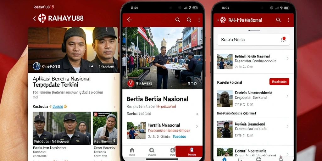 Antarmuka aplikasi RAHAYU88 yang menampilkan berita terkini.